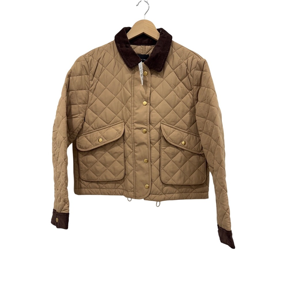NWT Love Tree Quilted Utility Jacket Tan Brown Corduroy Collar Large